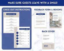 Load image into Gallery viewer, Airbnb Welcome Book Template, Editable Canva Welcome Guide, Air bnb House manual, Superhost eBook, Host signs, Signage, VRBO Vacation Rental | Navy
