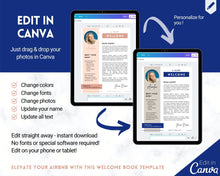 Load image into Gallery viewer, Airbnb Welcome Book Template, Editable Canva Welcome Guide, Air bnb House manual, Superhost eBook, Host signs, Signage, VRBO Vacation Rental | Navy
