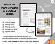 Load image into Gallery viewer, Airbnb Welcome Book Template, Welcome Guide, Editable Powerpoint &amp; Google Slides Air bnb House manual, Superhost eBook, Host signs, Signage, VRBO Vacation Rental | Mono

