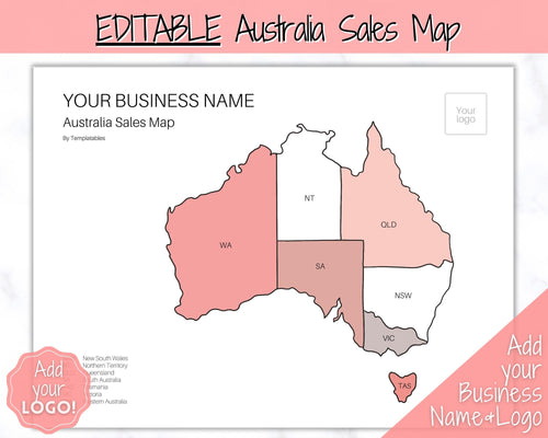 Australia Sales Map, EDITABLE Etsy Sales Tracker, Business Sales Map, Order Tracker, Shop Seller Sale Map, Procreate PNG, Color In Printable