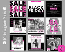 Load image into Gallery viewer, BLACK FRIDAY, Cyber Monday Social Media Templates. 30 Instagram &amp; Facebook Canva Templates. Instagrams + Stories. Facebook Posts. Sales | Pink
