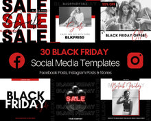 Load image into Gallery viewer, BLACK FRIDAY, Cyber Monday Social Media Templates. 30 Instagram &amp; Facebook Canva Templates. Instagrams + Stories. Facebook Posts. Sales | Red
