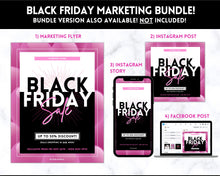 Load image into Gallery viewer, BLACK FRIDAY FLYER Template, Editable Pink Poster, Cyber Monday, Small Business Marketing Branding Template, Christmas Holidays, Flash Sale | Pink
