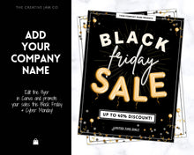 Load image into Gallery viewer, BLACK FRIDAY Sale, Social Media Marketing BUNDLE | Flyer Template, Instagram Post &amp; Story, Facebook, Editable Business Branding, Cyber Monday | Gold
