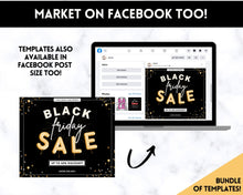 Load image into Gallery viewer, BLACK FRIDAY Sale, Social Media Marketing BUNDLE | Flyer Template, Instagram Post &amp; Story, Facebook, Editable Business Branding, Cyber Monday | Gold
