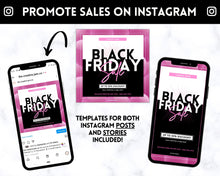 Load image into Gallery viewer, BLACK FRIDAY Sale, Social Media Marketing BUNDLE | Flyer Template, Instagram Post &amp; Story, Facebook, Editable Business Branding, Cyber Monday | Pink
