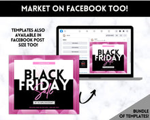 Load image into Gallery viewer, BLACK FRIDAY Sale, Social Media Marketing BUNDLE | Flyer Template, Instagram Post &amp; Story, Facebook, Editable Business Branding, Cyber Monday | Pink
