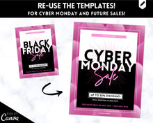 Load image into Gallery viewer, BLACK FRIDAY Sale, Social Media Marketing BUNDLE | Flyer Template, Instagram Post &amp; Story, Facebook, Editable Business Branding, Cyber Monday | Pink
