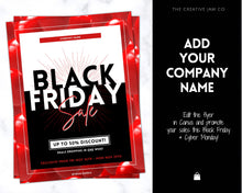 Load image into Gallery viewer, BLACK FRIDAY Sale, Social Media Marketing BUNDLE | Flyer Template, Instagram Post &amp; Story, Facebook, Editable Business Branding, Cyber Monday | Red
