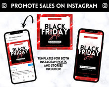 Load image into Gallery viewer, BLACK FRIDAY Sale, Social Media Marketing BUNDLE | Flyer Template, Instagram Post &amp; Story, Facebook, Editable Business Branding, Cyber Monday | Red
