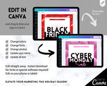 Load image into Gallery viewer, BLACK FRIDAY Sale, Social Media Marketing BUNDLE | Flyer Template, Instagram Post &amp; Story, Facebook, Editable Business Branding, Cyber Monday | Red
