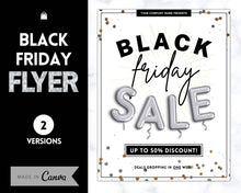 Load image into Gallery viewer, BLACK FRIDAY Sale, Social Media Marketing BUNDLE | Flyer Template, Instagram Post &amp; Story, Facebook, Editable Business Branding, Cyber Monday | Silver
