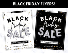Load image into Gallery viewer, BLACK FRIDAY Sale, Social Media Marketing BUNDLE | Flyer Template, Instagram Post &amp; Story, Facebook, Editable Business Branding, Cyber Monday | Silver
