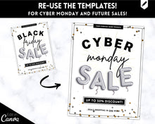 Load image into Gallery viewer, BLACK FRIDAY Sale, Social Media Marketing BUNDLE | Flyer Template, Instagram Post &amp; Story, Facebook, Editable Business Branding, Cyber Monday | Silver
