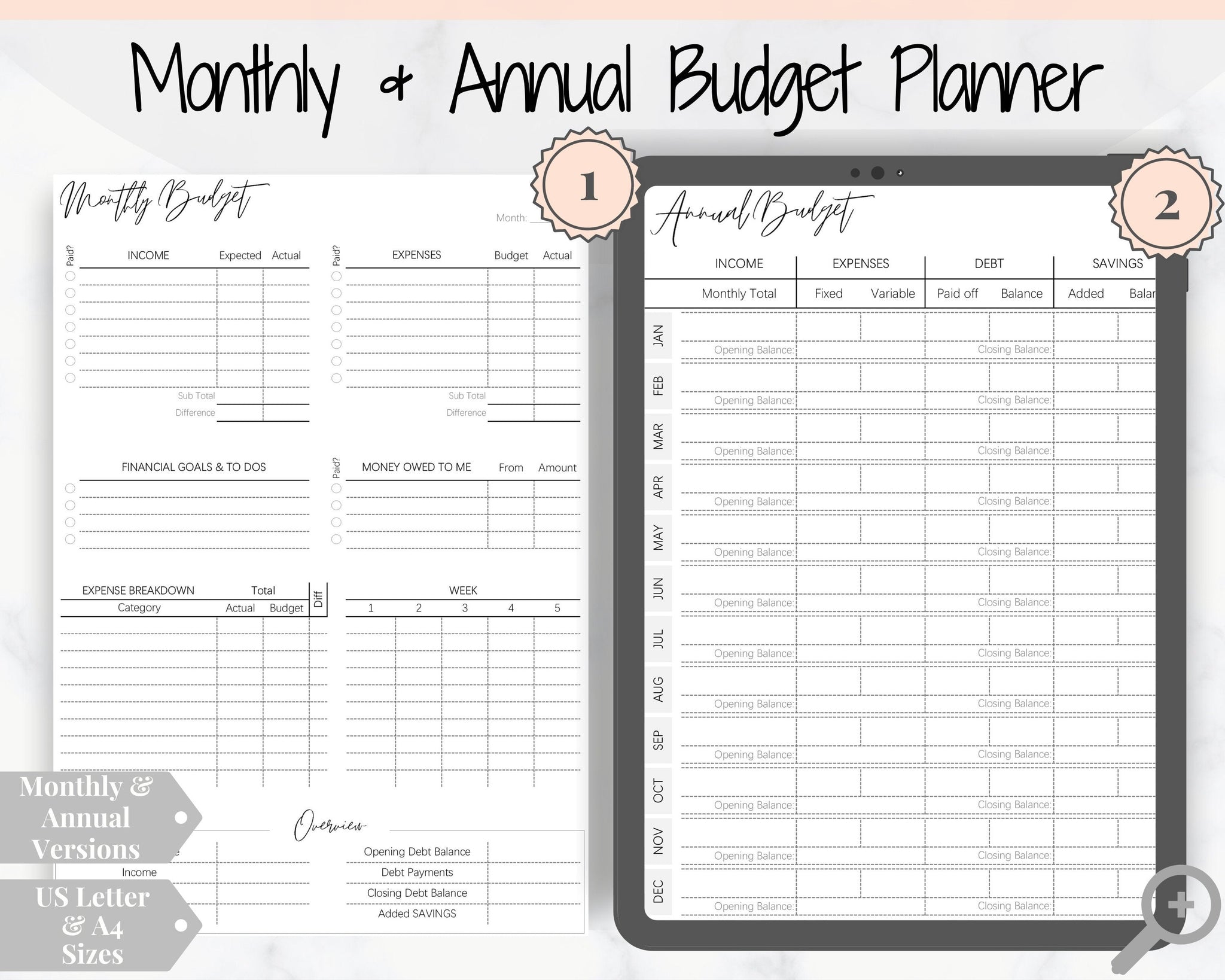 Ultimate Budget Planner Printable Bundle | Budget Planner Templates, image size:2048x1638