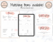 Load image into Gallery viewer, Beauty PRICE LIST Template Editable. Printable Price Sheet, Price Guide, Salon, Beautician, Make up, Pink Watercolor, Custom Menu, Pricing | Style 14
