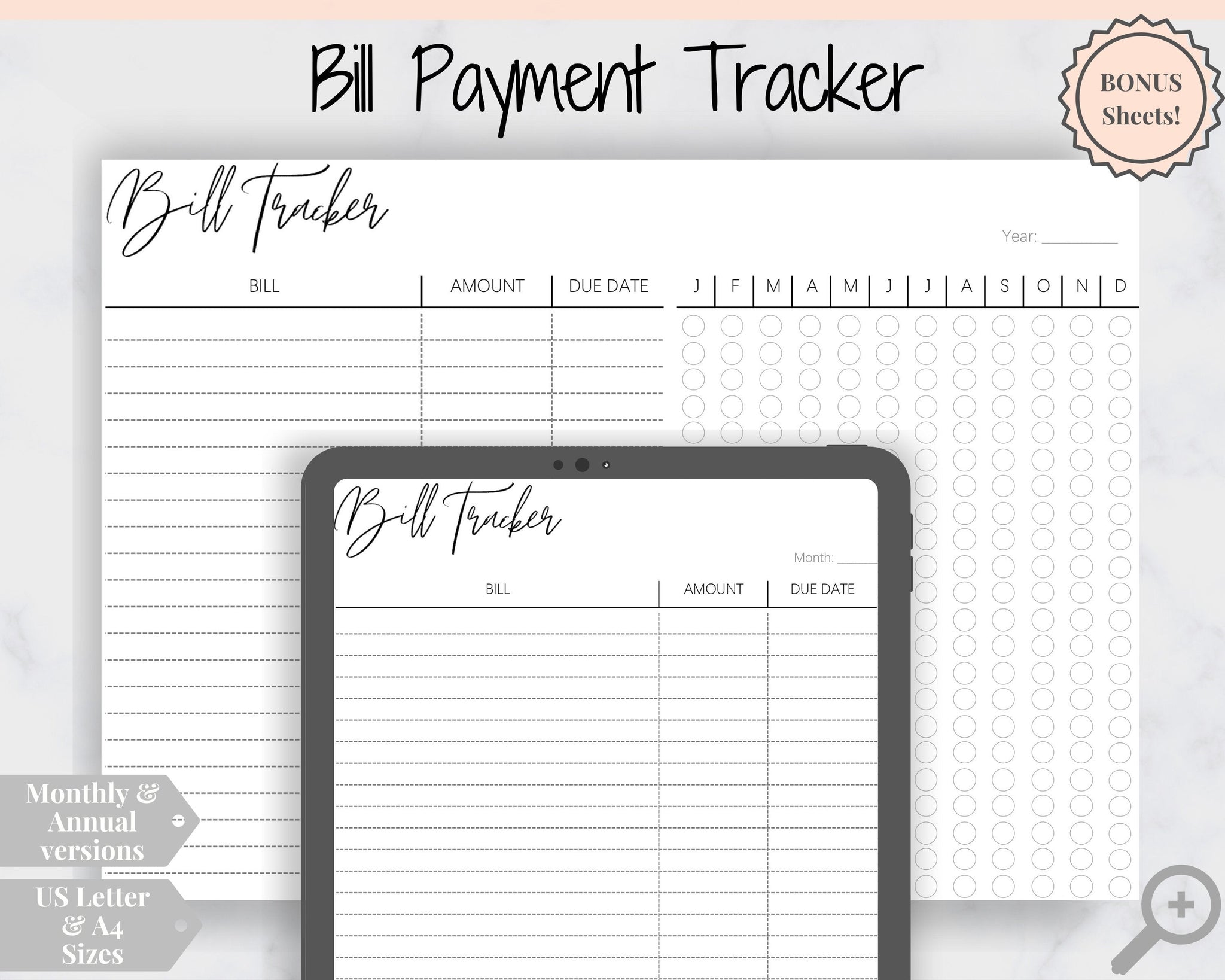 Bill Tracker, Bill Payment Printables