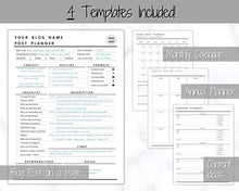 Load image into Gallery viewer, Blog Post Planner Templates! EDITABLE Blogger Bundle! Blog Planner, Content Strategy, Blogging Kit, Content Creator, Social Media
