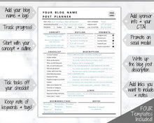 Load image into Gallery viewer, Blog Post Planner Templates! EDITABLE Blogger Bundle! Blog Planner, Content Strategy, Blogging Kit, Content Creator, Social Media
