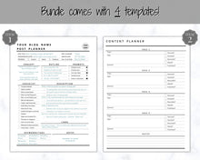 Load image into Gallery viewer, Blog Post Planner Templates! EDITABLE Blogger Bundle! Blog Planner, Content Strategy, Blogging Kit, Content Creator, Social Media
