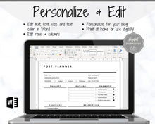 Load image into Gallery viewer, Blog Post Planner Templates! EDITABLE Blogger Bundle! Blog Planner, Content Strategy, Blogging Kit, Content Creator, Social Media

