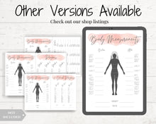 Load image into Gallery viewer, Body Measurement Fitness Planner for Weight Loss. Template Tracker Printable for Wellness &amp; Bullet Journal. Slimming World Weight Watchers
