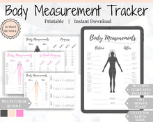 Load image into Gallery viewer, Body Measurement Fitness Planner for Weight Loss. Template Tracker Printable for Wellness &amp; Bullet Journal. Slimming World Weight Watchers
