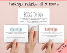 Load image into Gallery viewer, Books for Baby Card, Printable Book Request Card, Book Request Baby Shower, Baby Shower Ideas, Bring a Book Insert, Games, Favors, Pink Blue
