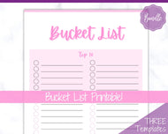 Bucket List Printable! 3 Templates Included! Top 100 things to do, Wish List Tracker, Holiday, Travel, New Year, Goal Planner, To Do List | Multi Color