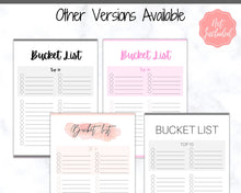 Load image into Gallery viewer, Bucket List Printable! 3 Templates Included! Top 100 things to do, Wish List Tracker, Holiday, Travel, New Year, Goal Planner, To Do List | Watercolor
