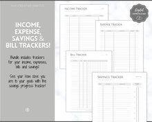 Load image into Gallery viewer, Budget Planner BUNDLE! Finance Planner Templates, Financial Savings Tracker Printable Binder, Monthly Debt, Bill, Spending, Expenses Tracker | Mono
