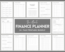 Load image into Gallery viewer, Budget Planner BUNDLE! Finance Planner Templates, Financial Savings Tracker Printable Binder, Monthly Debt, Bill, Spending, Expenses Tracker | Mono
