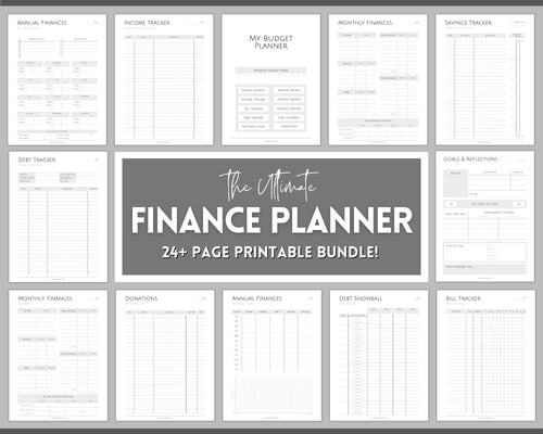 Budget Planner BUNDLE! Finance Planner Templates, Financial Savings Tracker Printable Binder, Monthly Debt, Bill, Spending, Expenses Tracker | Mono