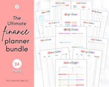 Load image into Gallery viewer, Budget Planner BUNDLE! Finance Planner Templates, Financial Savings Tracker Printable Binder, Monthly Debt, Bill, Spending, Expenses Tracker | Pastel Rainbow
