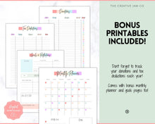 Load image into Gallery viewer, Budget Planner BUNDLE! Finance Planner Templates, Financial Savings Tracker Printable Binder, Monthly Debt, Bill, Spending, Expenses Tracker | Pastel Rainbow
