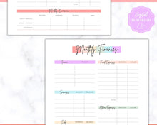 Load image into Gallery viewer, Budget Planner BUNDLE! Finance Planner Templates, Financial Savings Tracker Printable Binder, Monthly Debt, Bill, Spending, Expenses Tracker | Pastel Rainbow
