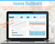 Load image into Gallery viewer, Budget Planner Spreadsheet. Excel Budget Template with Debt Snowball Calculator. Net Worth Tracker &amp; Expenses. Dave Ramsey Financial planner | Blue
