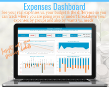 Load image into Gallery viewer, Budget Planner Spreadsheet. Excel Budget Template with Debt Snowball Calculator. Net Worth Tracker &amp; Expenses. Dave Ramsey Financial planner | Blue
