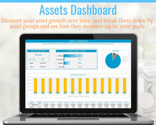 Load image into Gallery viewer, Budget Planner Spreadsheet. Excel Budget Template with Debt Snowball Calculator. Net Worth Tracker &amp; Expenses. Dave Ramsey Financial planner | Blue
