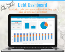 Load image into Gallery viewer, Budget Planner Spreadsheet. Excel Budget Template with Debt Snowball Calculator. Net Worth Tracker &amp; Expenses. Dave Ramsey Financial planner | Blue

