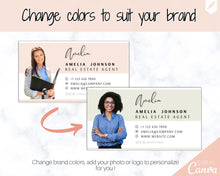 Load image into Gallery viewer, Business Card Template. DIY add logo &amp; photo! Editable Canva Design. Minimalist, Modern, Realtor Marketing, Real Estate, Realty Professional | Pink Style 1
