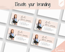 Load image into Gallery viewer, Business Card Template. DIY add logo &amp; photo! Editable Canva Design. Minimalist, Modern, Realtor Marketing, Real Estate, Realty Professional | Pink Style 1
