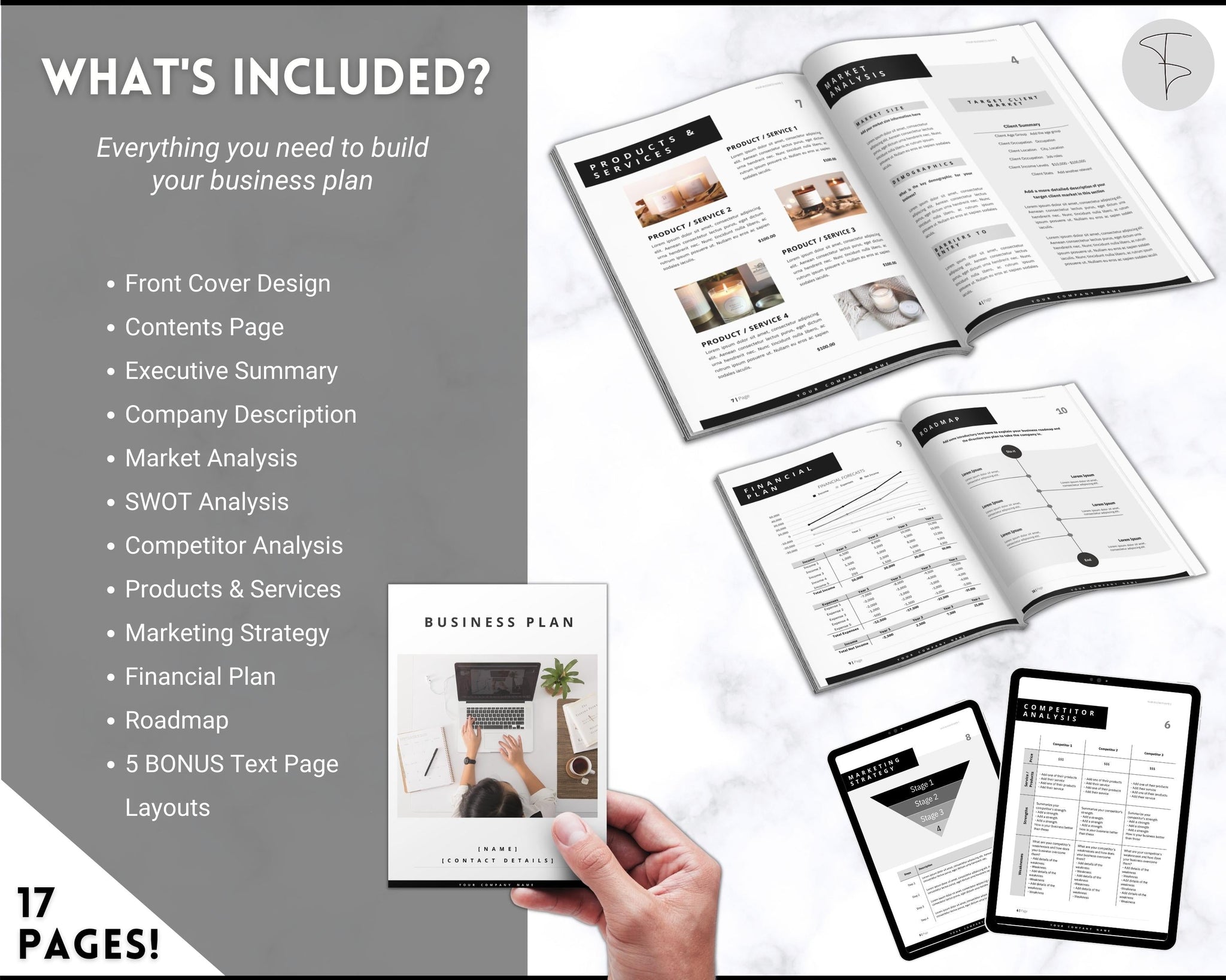 Business Proposal Template, Small Business Planner, Start up Workbook,  Business Plan Analysis, Canva, Word, Side Hustle, EDITABLE Plan 