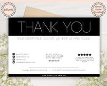 Load image into Gallery viewer, Business Thank You For Your Order Insert Card Template. EDITABLE Parcel Insert, Etsy Order | Minimal &amp; Modern
