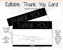 Load image into Gallery viewer, Business Thank You For Your Order Insert Card Template. EDITABLE Parcel Insert, Etsy Order | Minimal &amp; Modern
