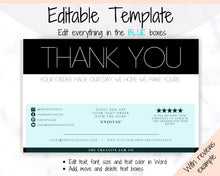 Load image into Gallery viewer, Business Thank You For Your Order Insert Card Template. EDITABLE Parcel Insert, Etsy Order | Minimal &amp; Modern
