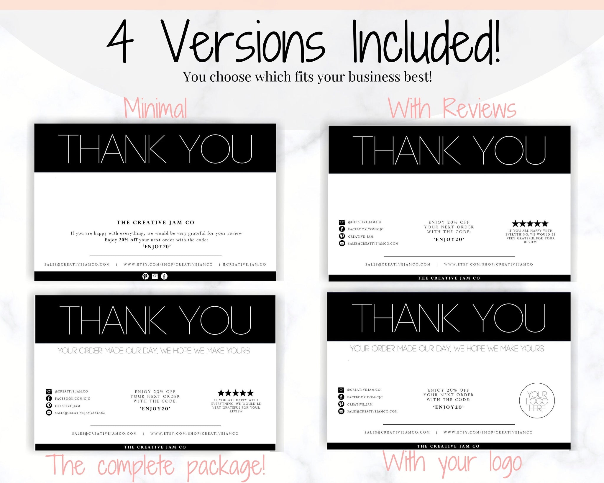 Business Thank You For Your Order Insert Card Template | Modern Bundle