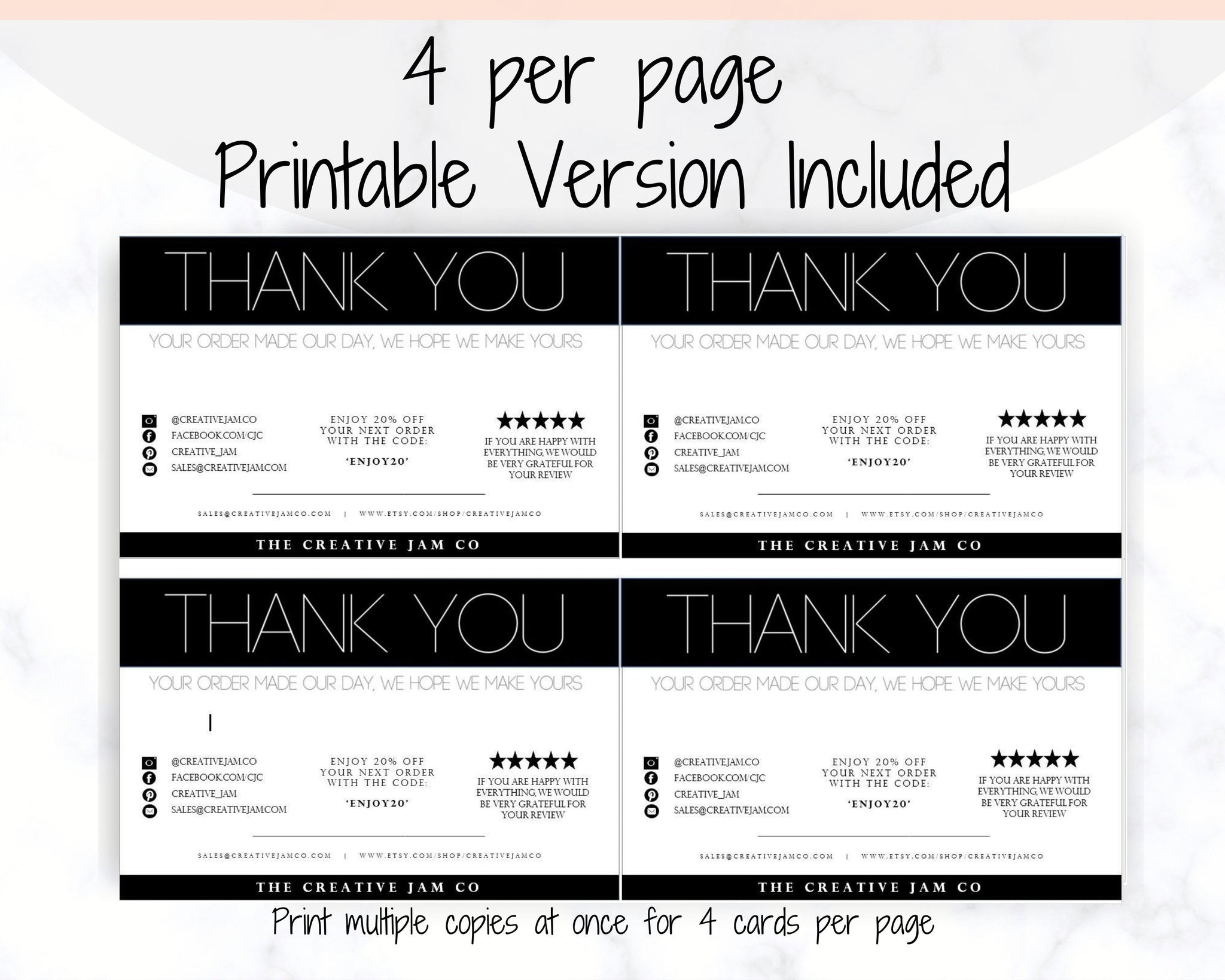 Business Thank You For Your Order Insert Card Template | Modern Bundle