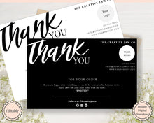 Load image into Gallery viewer, Business Thank You For Your Order Insert Card Template. EDITABLE Parcel Insert, Etsy Order, Small Online Business Purchase | Black &amp; White
