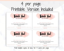 Load image into Gallery viewer, Business Thank You For Your Order Insert Card Template. EDITABLE Parcel Insert, Etsy Order, Small Online Business Purchase | Pink Watercolor Style 2
